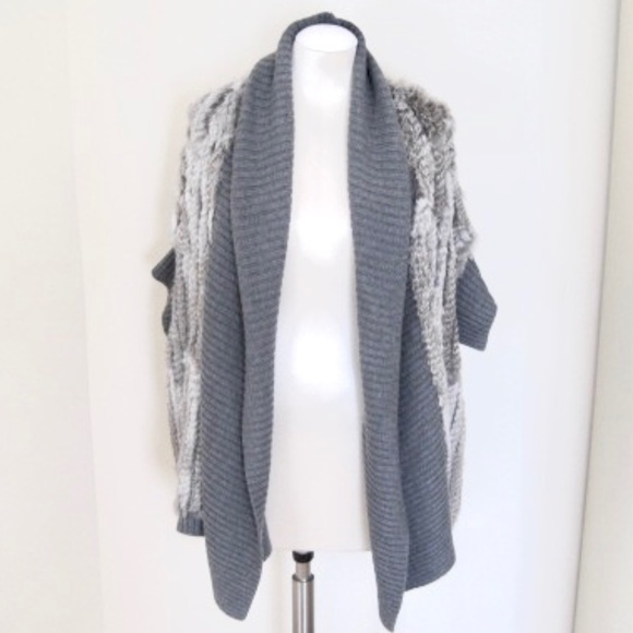 Haute Hippie Rabbit Fur Open Front Knit Cardigan - Picture 1 of 8
